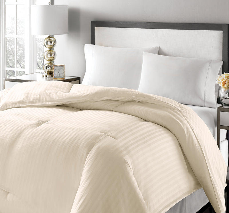 350 Thread Count Damask Stripe Down Fiber Down Blend Comforter